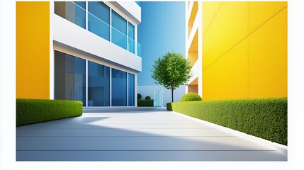 Modern Building Exterior with Yellow and White Facade