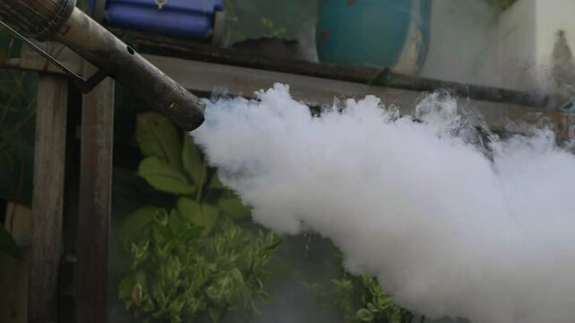 Fumigate mosquito killing to prevent disease, Slow motion
