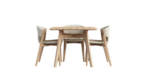 Isolated table and chair set on white background