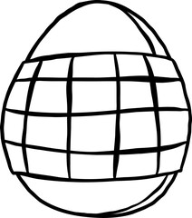 Easter School Eraster Egg shaped Cartoon Hand Drawn Outline black and white