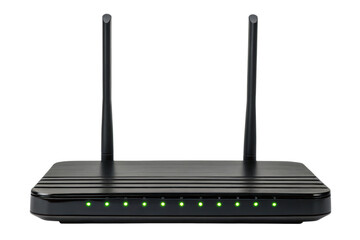 Wireless internet router with antennas isolated with transparent background