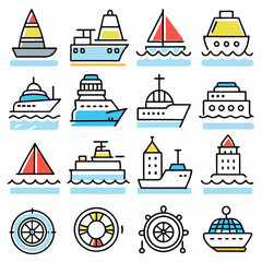 Marine Transportation Icons for Infographics
