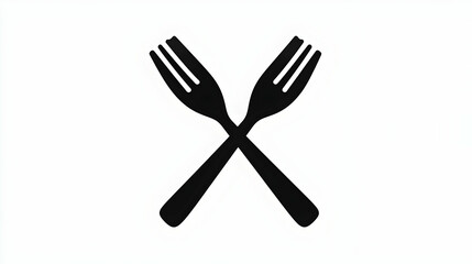 Naklejka premium Crossed Forks Silhouette Symbolizing Dining and Culinary Experience