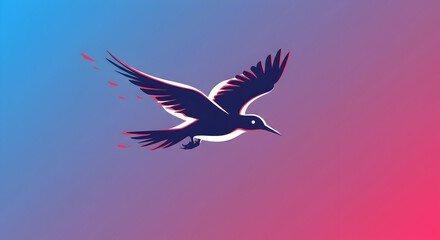 Obraz premium Elegant Vector Illustration of a Bird in Flight with a Gradient Background