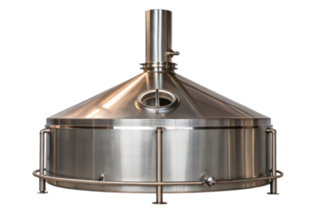 Stainless steel brewing tank isolated with transparent background