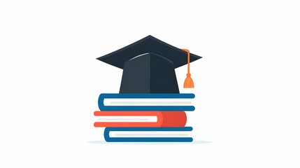 Graduation Cap on Top of Stacked Books for Education Concept