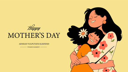 Vector banner with beautiful flowers framed for mother's day