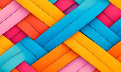 Fototapeta premium Vibrant Colorful Stripes Woven Together in Abstract Design Elements