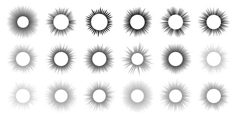 Set of sun symbols on white background