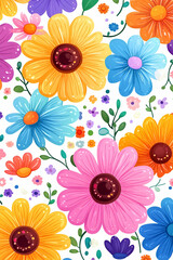 Vibrant floral bouquet illustration on white (1)