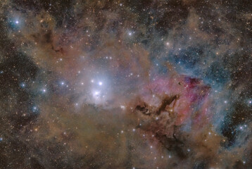 IC348 star-forming region with reflection nebula in the Perseus constellation.