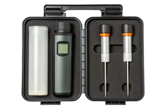 Soil testing kit in a carrying case isolated with transparent background