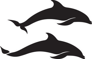 Playful Dolphins Silhouette with Ocean Waves