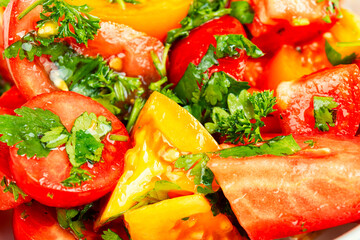 Salad of multi-colored tomatoes.