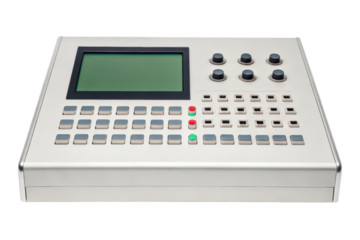 Control panel with screen and buttons isolated with transparent background