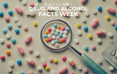 National Drug and Alcohol Facts Week. Drug concept illustration.