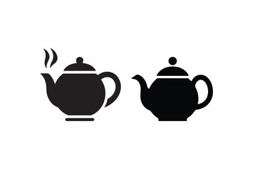 Tea pot black color vector silhouette illustration isolated in white background