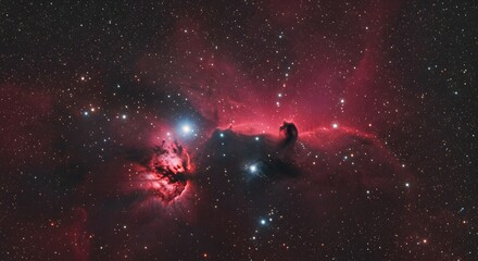 Obraz premium Horsehead and Flame Nebulae in Stunning Detail from Deep Space