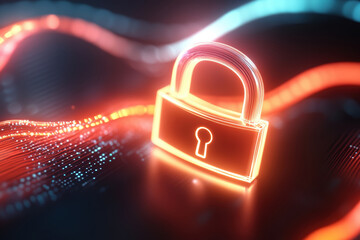 A lock symbol representing security and privacy on the network. AI generative.