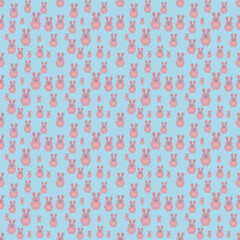 seamless floral pattern Easter rabbit blue pink wallpaper cover floor 
