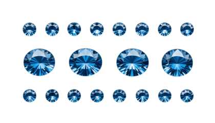 Set of Stylized Blue Diamond isolated on png