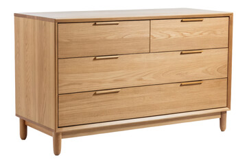 Wooden Dresser with Four Drawers and Sleek Handles isolated with transparent background