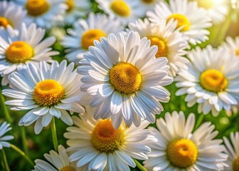 Fototapeta premium Aerial Close-Up of Vibrant White and Yellow Daisy Garden Bed