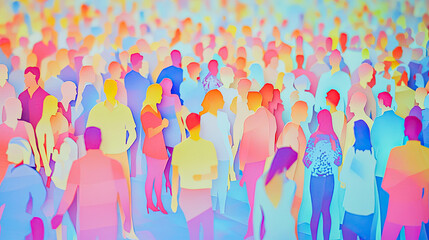 A paper cut artwork depicting a diverse crowd of people. The figures are carefully crafted with unique shapes and sizes, representing a variety of backgrounds and cultures