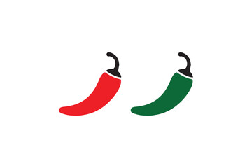 Red and green chili black color vector silhouette illustration isolated in white background