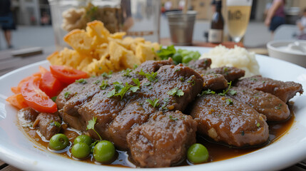 Traditional Albanian Beef Liver Dish Tav Dheu in Urban Setting