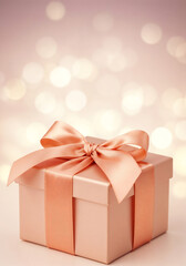 Obraz premium gift with bow on bokeh background . Generative AI