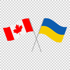Canada and Ukraine crossed flags. Vector