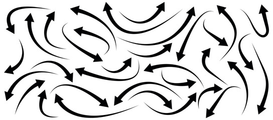 Black arrows set. Curved arrows. Arrow sign. Flat style icons. arrow up and down. arrow vector icon.Set of arrows. Arrows up. Black arrow icons. Curved arrows. Vector illustration.