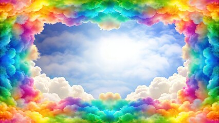 Dreamy Rainbow Cloud Frame Border - Playful Whimsical Background Design