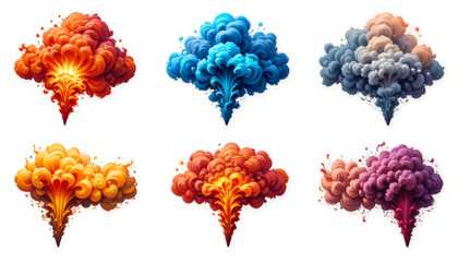 Vibrant Burst of Smoke and Fire Illustration on png