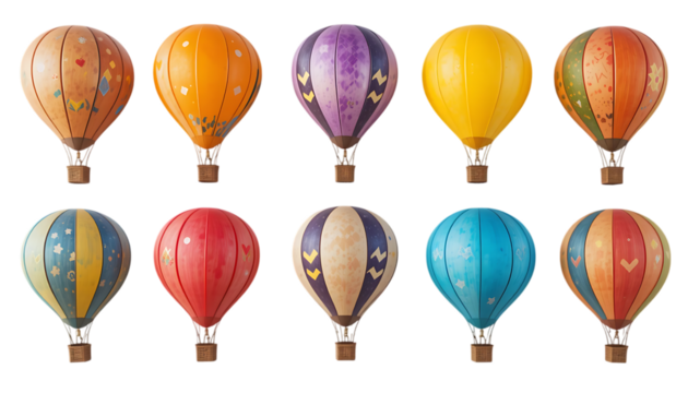 Vibrant Gentle Hot Air Balloon on png