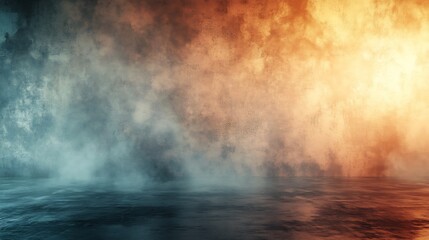 Obraz premium Dramatic smoky background fiery orange and cool teal hues. AI Generated