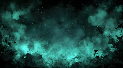 Obraz premium Ethereal Abstract Background with Turquoise Glow and Dark Clouds in a Mystical Atmosphere