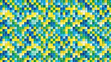 Fototapeta premium Vibrant Pixel Art Background: Blue, Yellow, Green Geometric Pattern