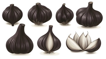 Black Garlic on a white background