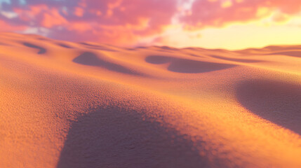 Golden Sand Dunes at Sunset with Soft Shadows