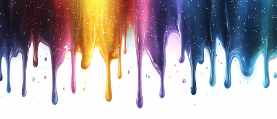 Rainbow paint drips, white background. Design
