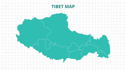A Map highlighting Tibet Map, Tibet modern map with Grey Color Hi detailed Vector, geographical borders