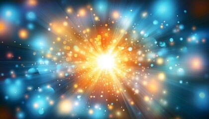 Fototapeta premium Abstract Light Explosion, Burst of Energy, Glowing Lights And Sparks, On Dark Background