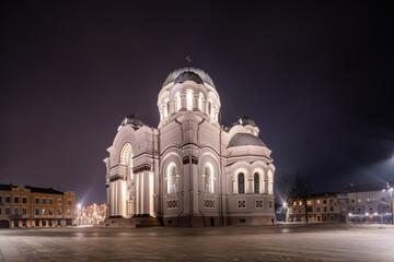 Church of St. Michael the Archangel in Kaunas at night