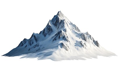 Fototapeta premium Isolated Snowy Mountain Peak on a White Background for Photography