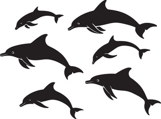 Naklejka premium Graceful Dolphin Silhouettes Collection