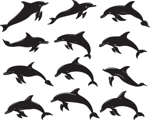 Fototapeta premium Graceful Dolphin Silhouettes Collection