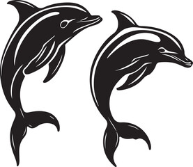 Naklejka premium Graceful Dolphin Silhouettes Collection