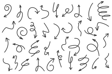 Hand drawn linear arrows set